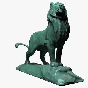 3d obj bronze lion sculpture