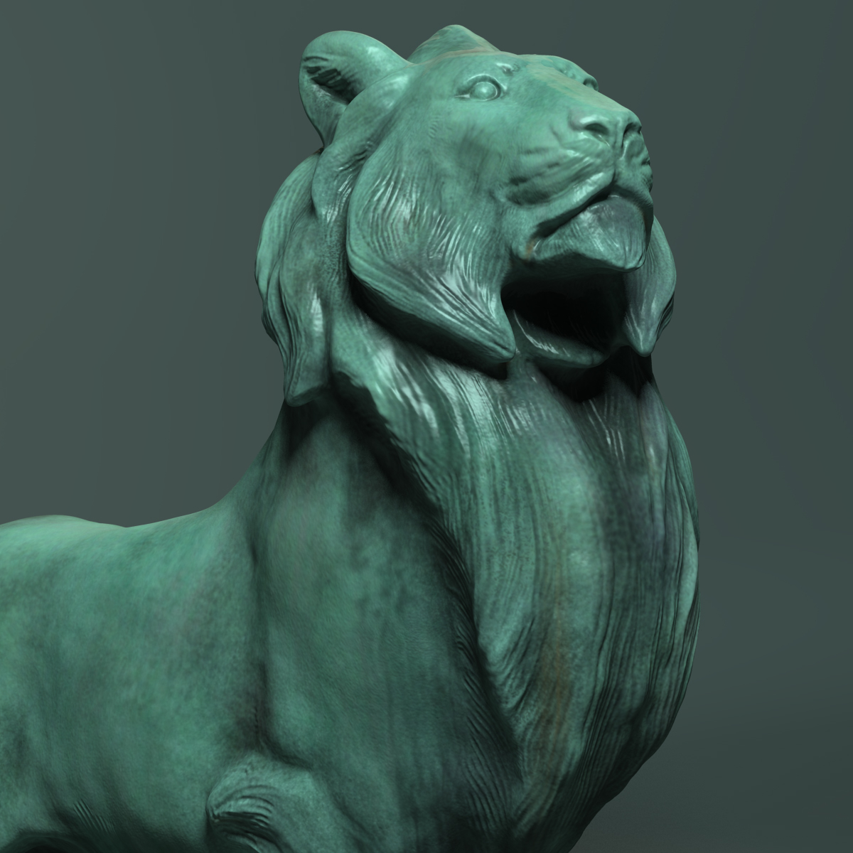 3d obj bronze lion sculpture