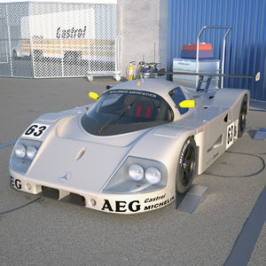 racing mercedes c9 car 3d model
