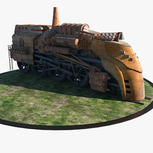 3dsmax huge steam locomotive