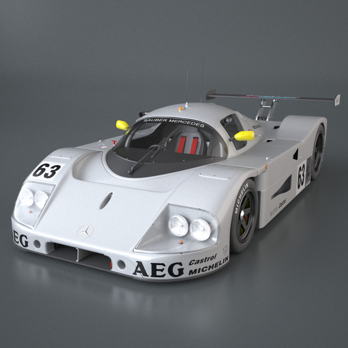 racing mercedes c9 car 3d model