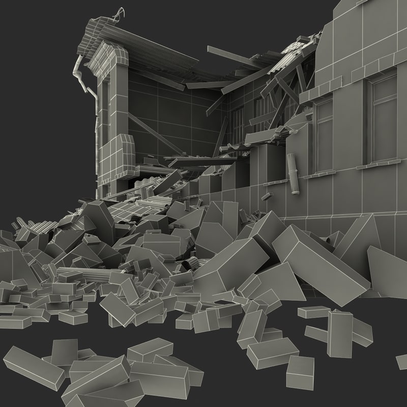 3d destroyed house 10 model