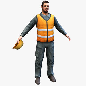 worker man real-time 3d max