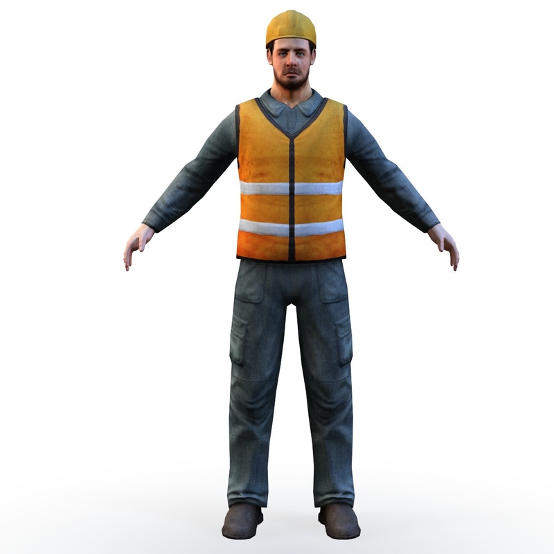 worker man real-time 3d max