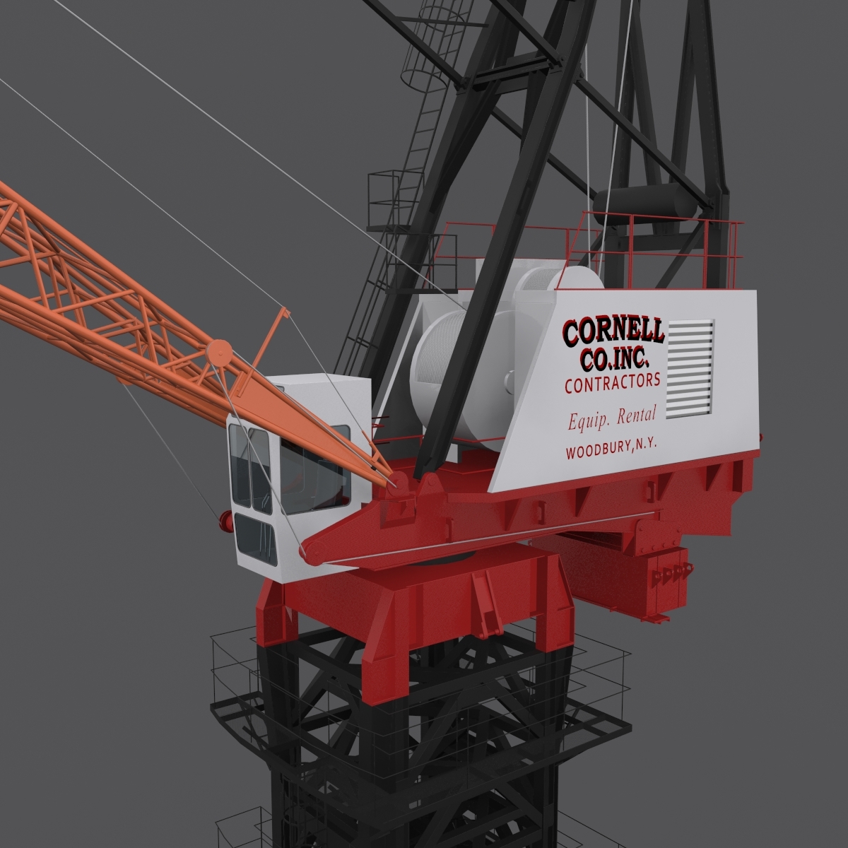 linkbelt luffer crane rigged 3d model