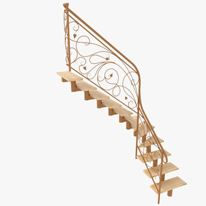 3d model wrought iron stair railing