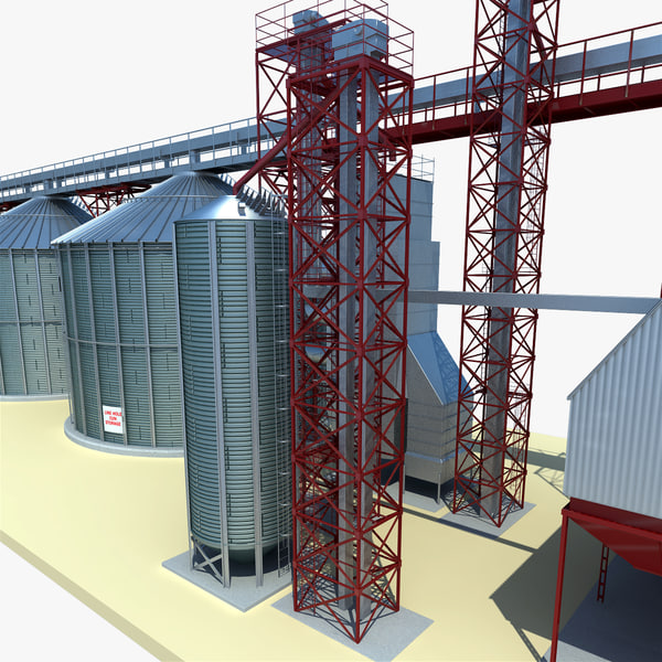 3D model grain storage bins TurboSquid 1169044