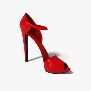 red leather heel shoes 3d obj