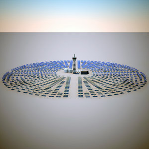 solar tower mojave desert 3d model