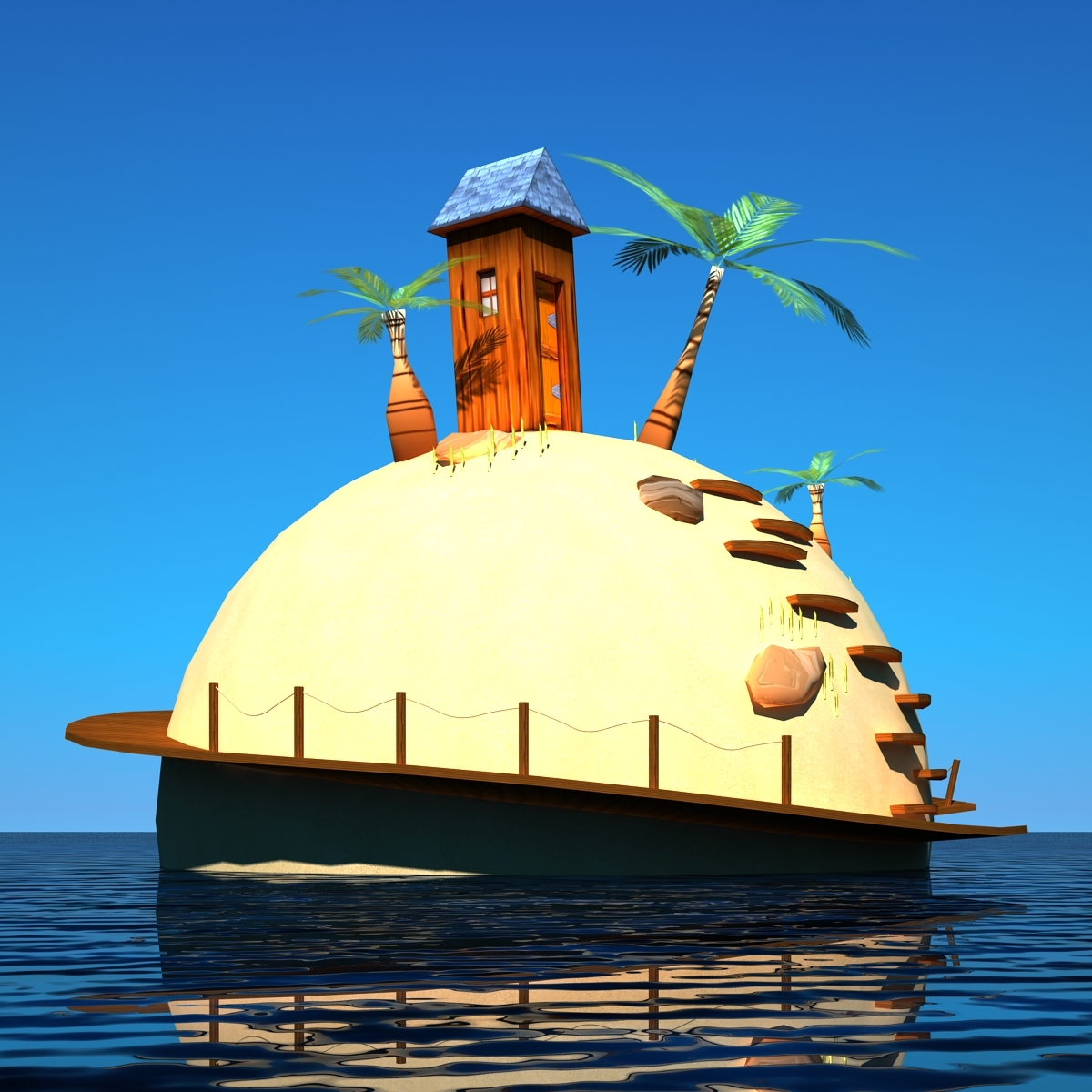 cartoon island 3d model