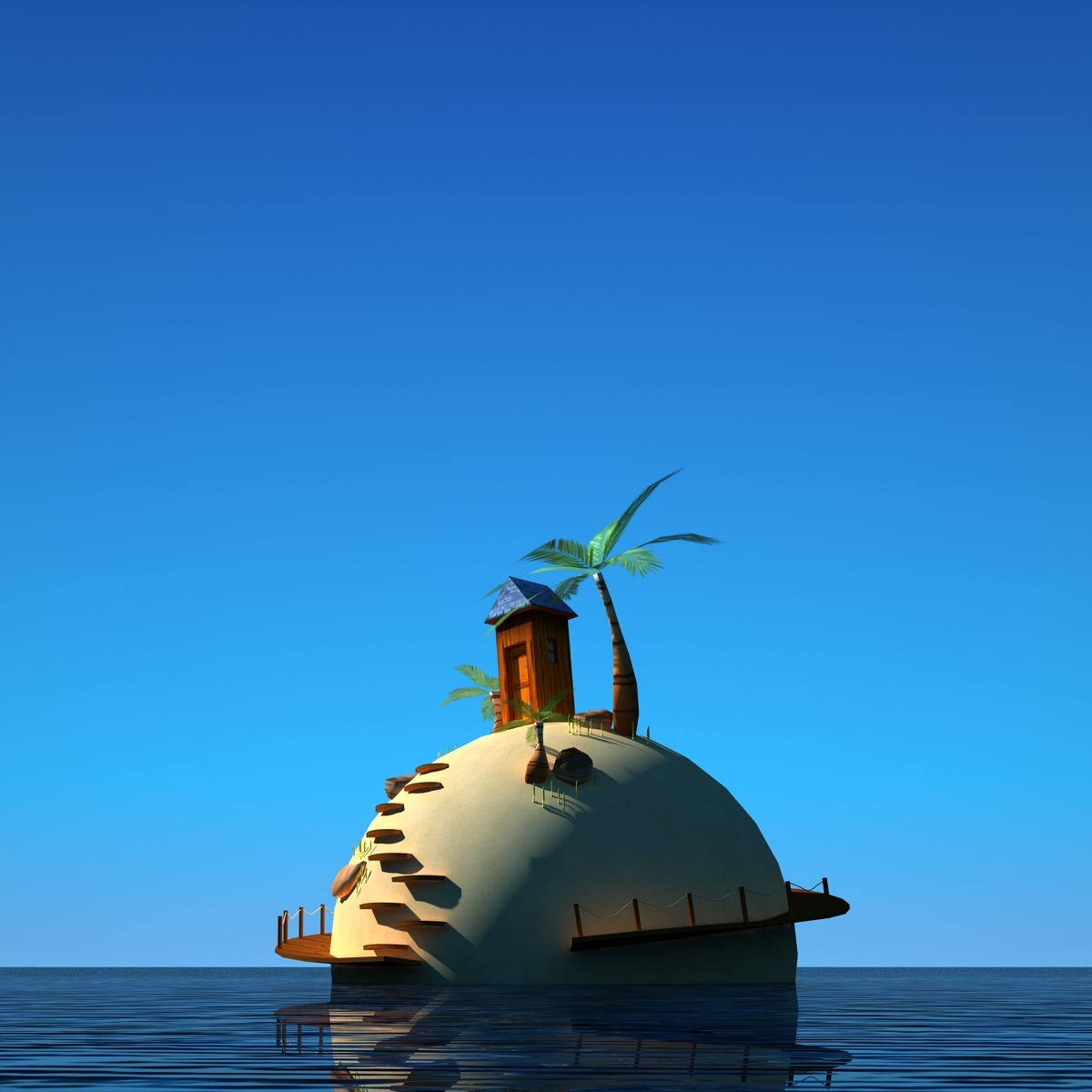 cartoon island 3d model