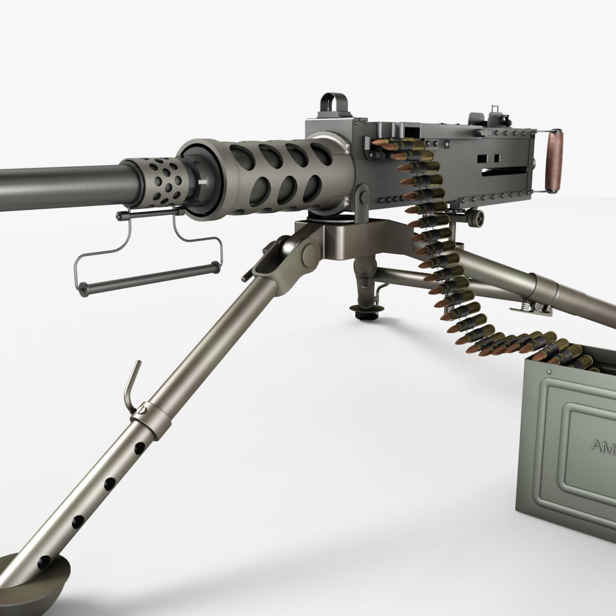 3d model realistic m2 browning machine gun