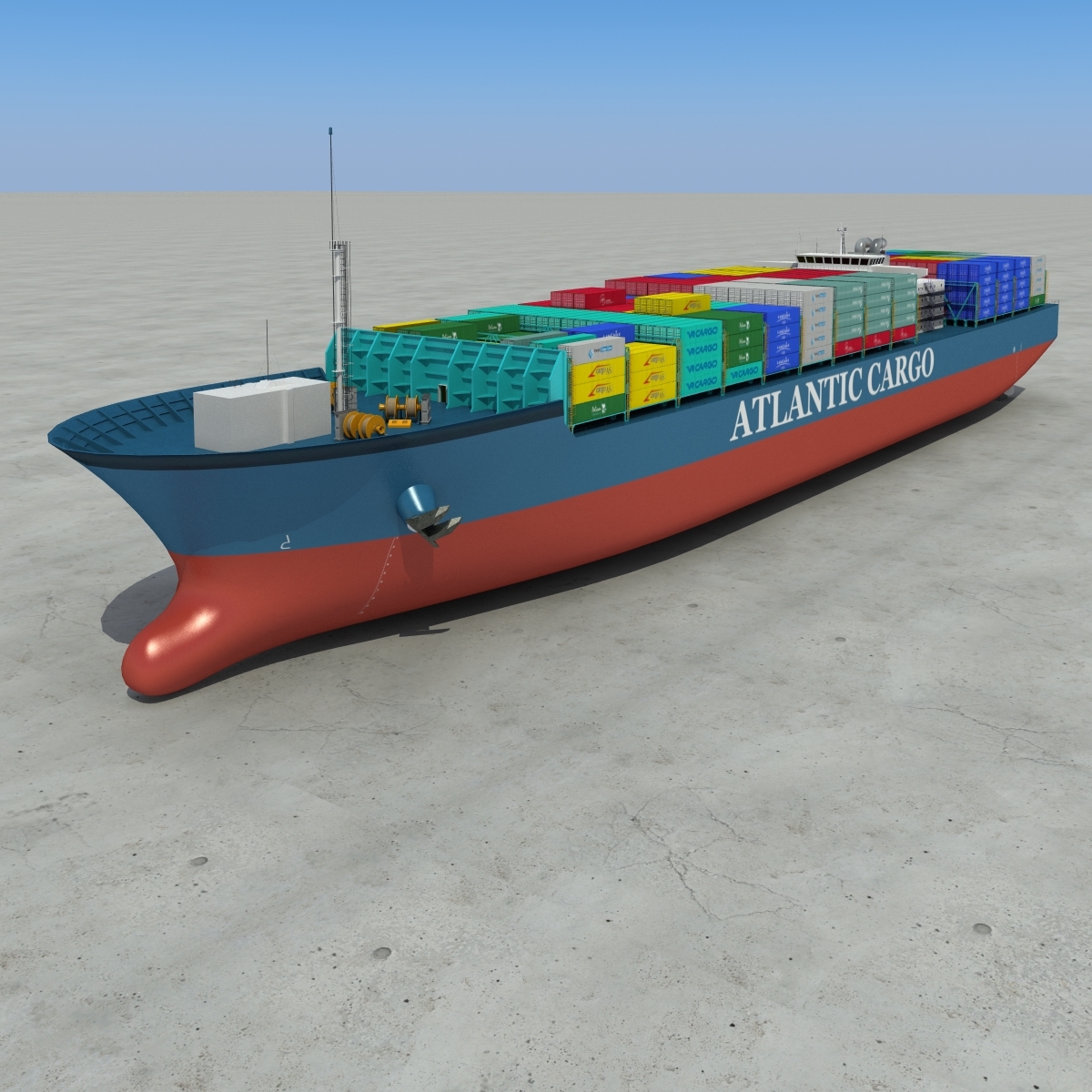 Realistic Cargo Ship 3d Model 