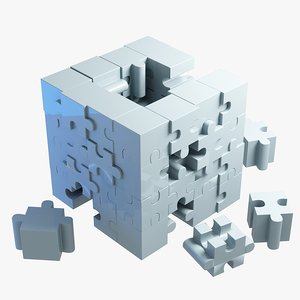 3d model jigsaw puzzle building blocks