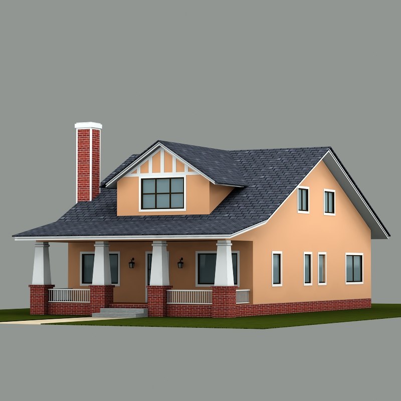 3d bungalow house model
