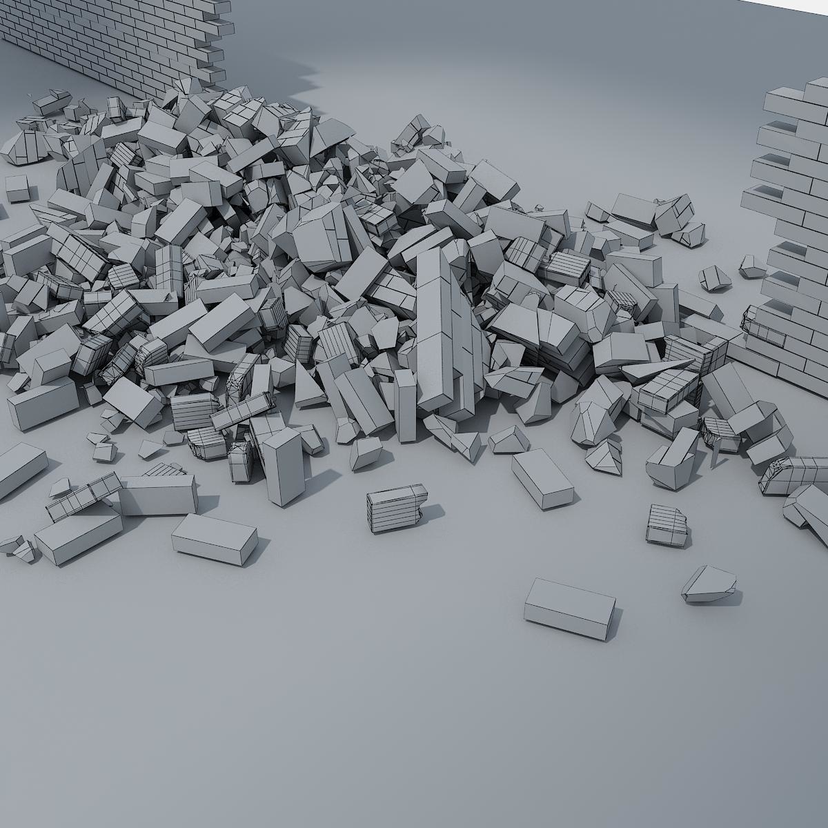 3d model brick explode 1 wall