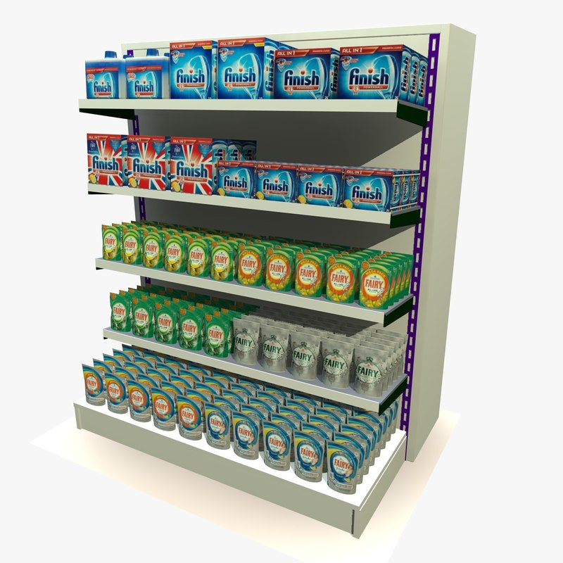 3d dishwasher detergent shopping shelf