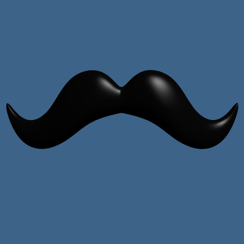 3d handlebar style mustache cartoon model