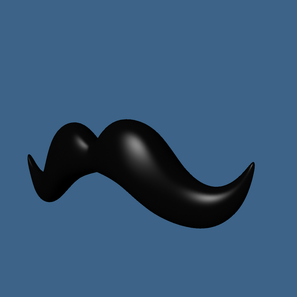 3d handlebar style mustache cartoon model