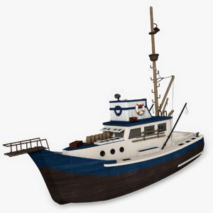 wooden fishing boat 3d 3ds