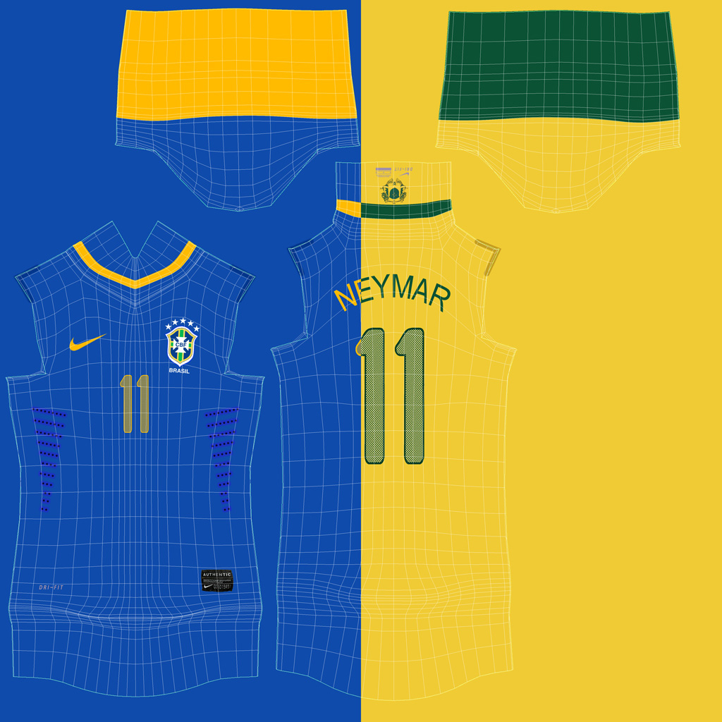 3d model realistic brazil soccer jerseys