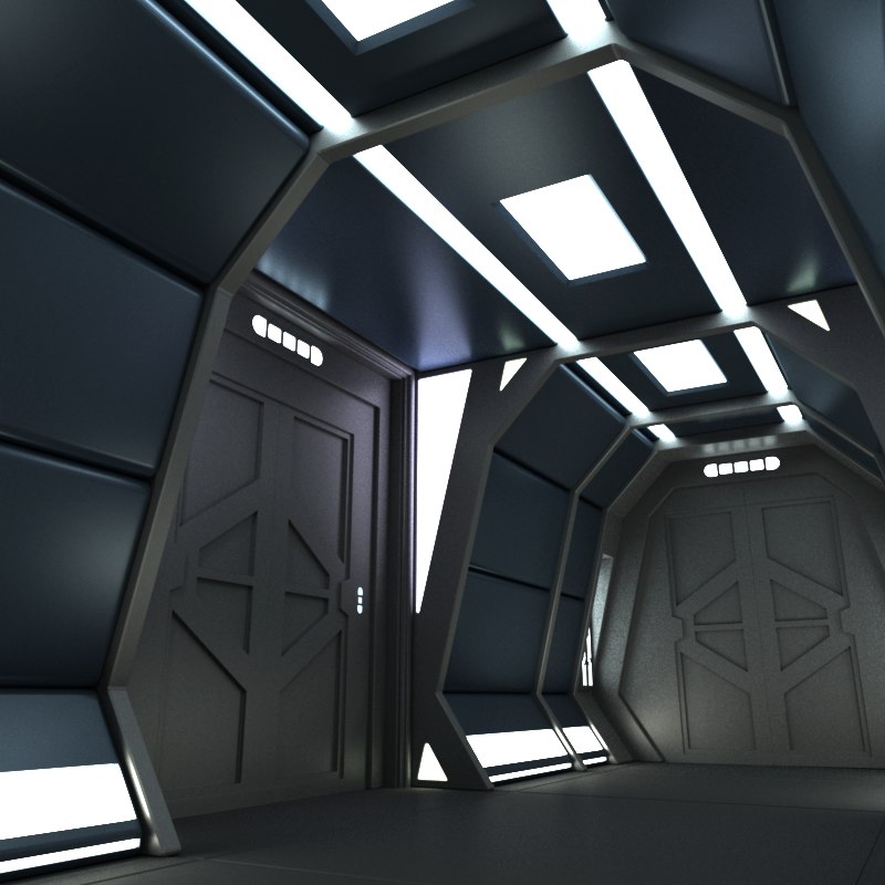 3d model of corridor scifi