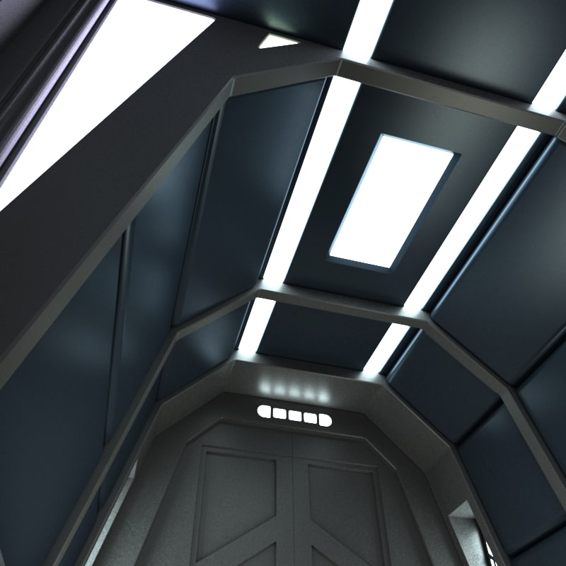 3d model of corridor scifi