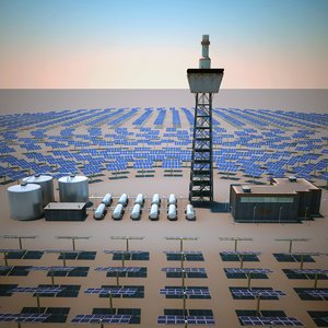 solar tower mojave desert 3d model