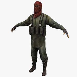 rigged guerrilla soldier 3d model