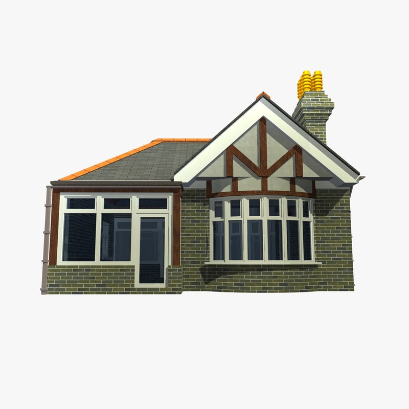 3d model of british bungalow house unit