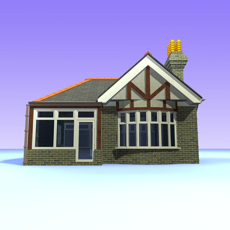 3d model of british bungalow house unit