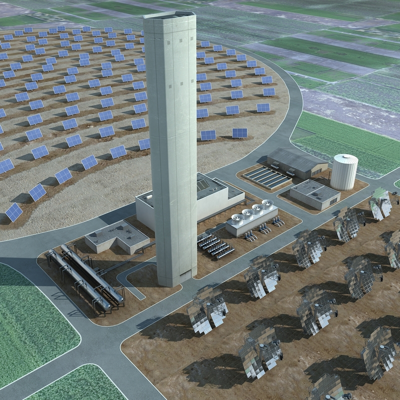 3d solar power plant model