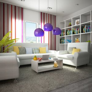 3d 3ds interior scene living room