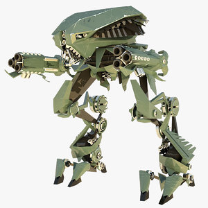 alien fighter robot rigged 3d model