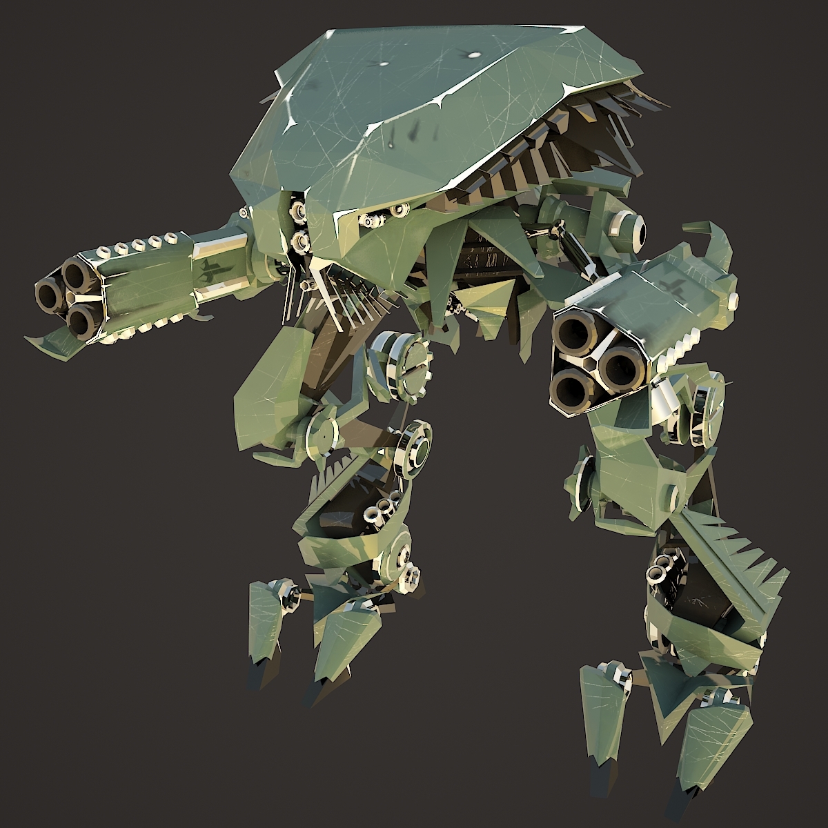 alien fighter robot rigged 3d model