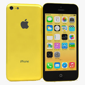 3d apple iphone 5c yellow model