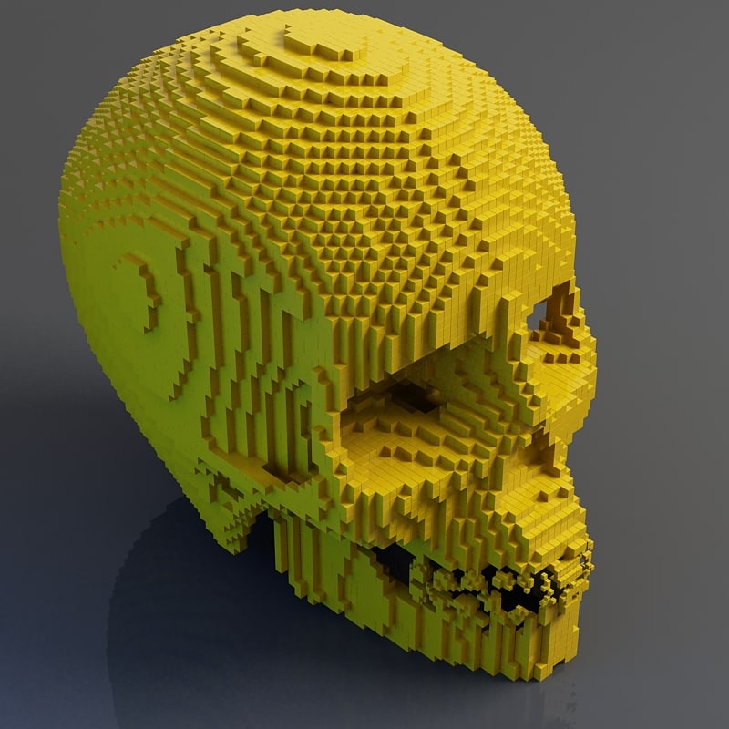 3dsmax pixel human skull