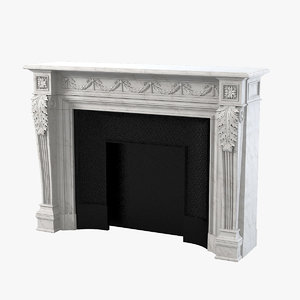 3d model marble fireplace