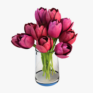 3d vase tulips