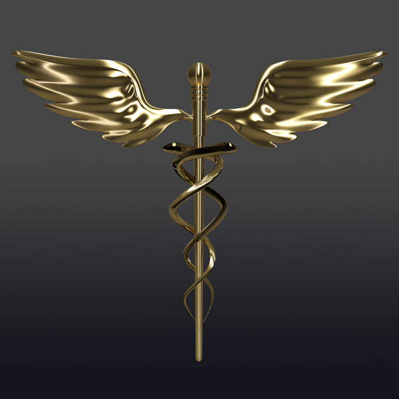 caduceus medical symbols 3d model