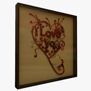3d quilted love 1 frame model