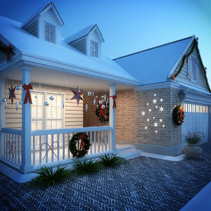 3ds max snow christmas house