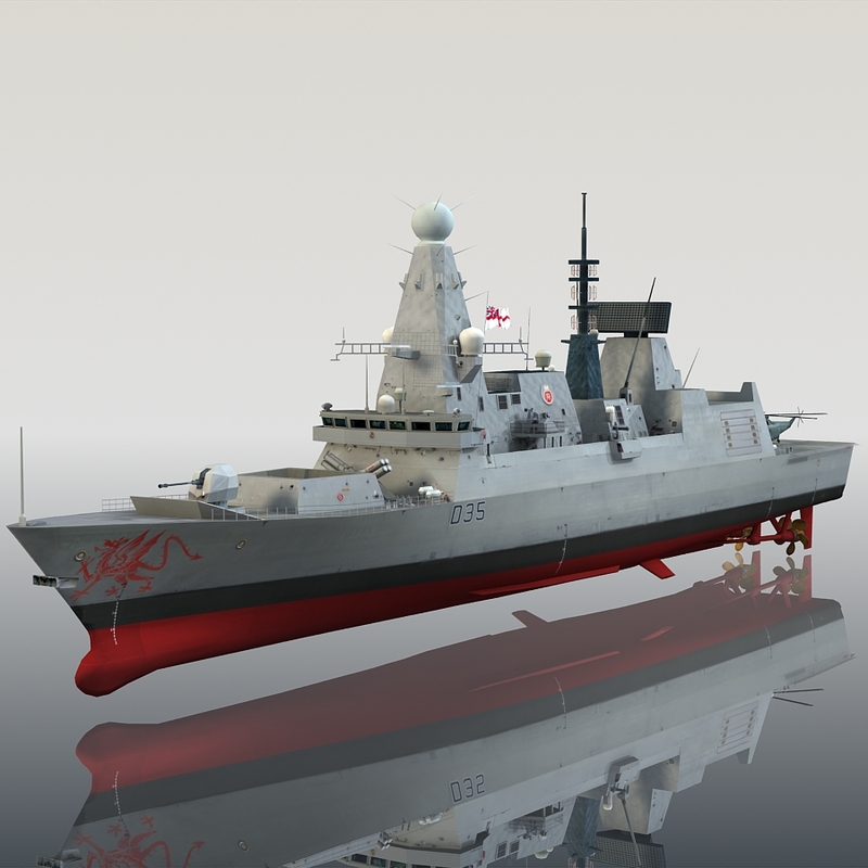 3d model hms dragon d35 type 45