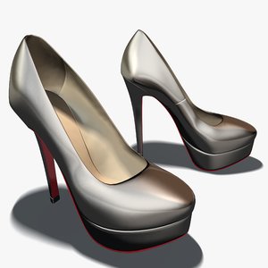 3d model silver heels