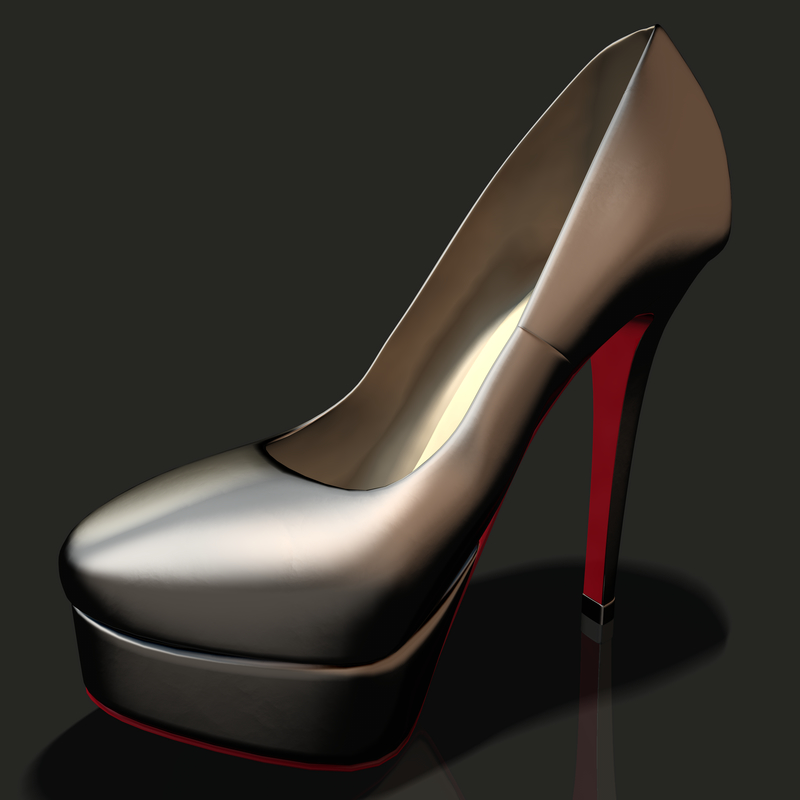 3d model silver heels