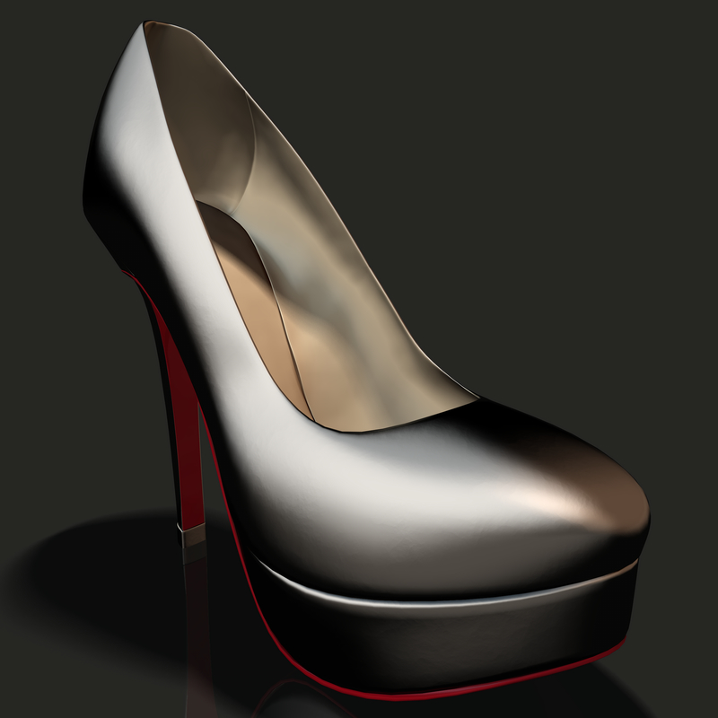 3d model silver heels