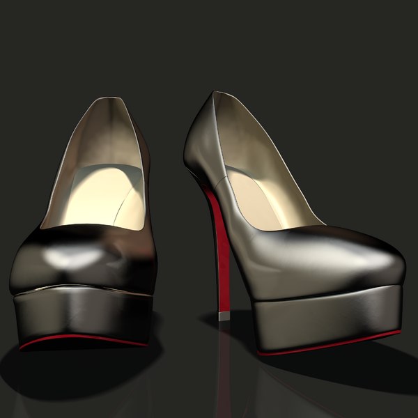 3d model silver heels