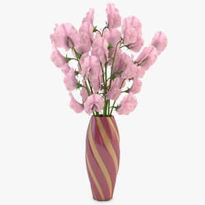 3dsmax sweet peas vase pink