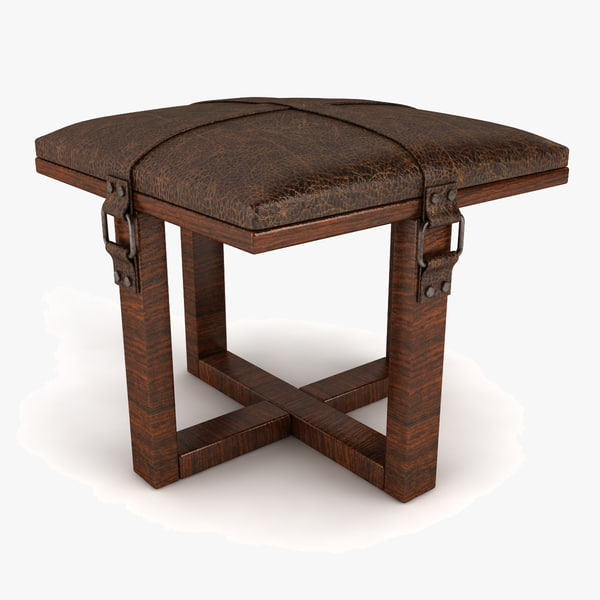 leather padded stool obj
