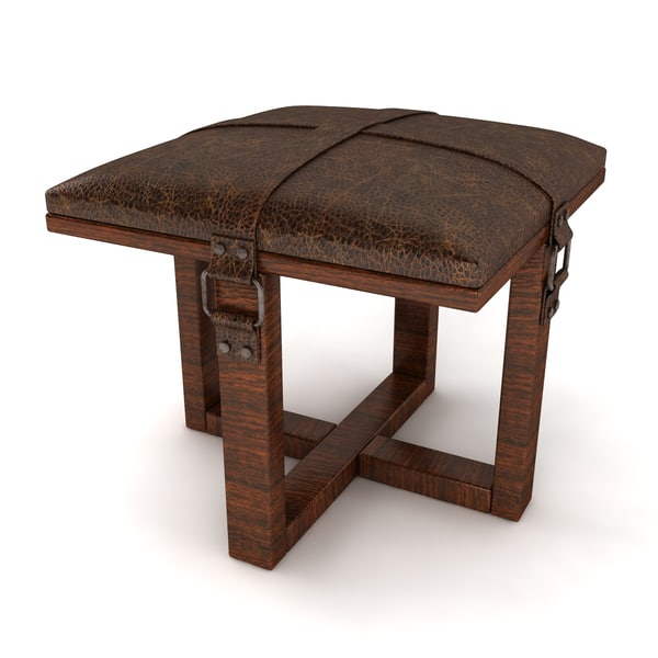 leather padded stool obj